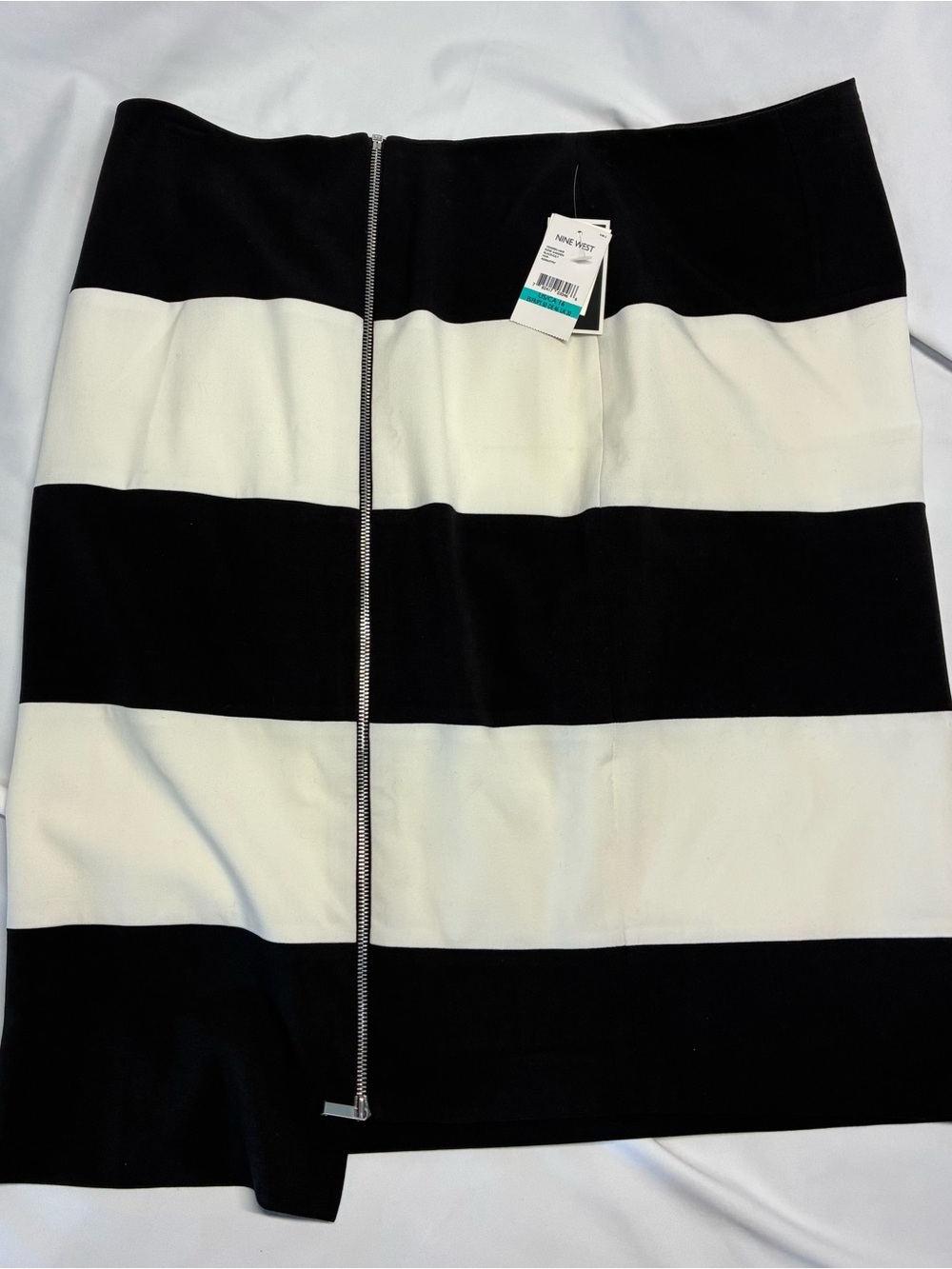 Nine West Black and White Striped A-Line Skirt